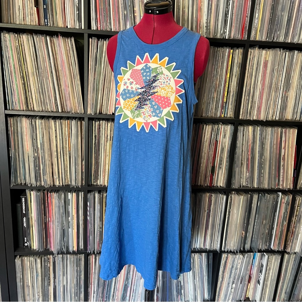 Grateful quilt block cotton tank tshirt dress dead company sphere festival 🩷⚡️🩵 - Picture 3 of 11